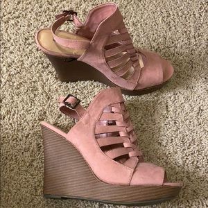 Pink wedge sandals